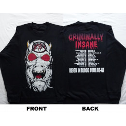 Slayer Criminally Insane Tour Reign In Blood USA Tour 1986-1987  Crew Neck Sweater Official Oversized Crewneck Sweatshirt Gildan