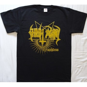 Christ Agony Faithless T-Shirt Gold Logo The Return Of The Black Metal Legend Free Shipping 