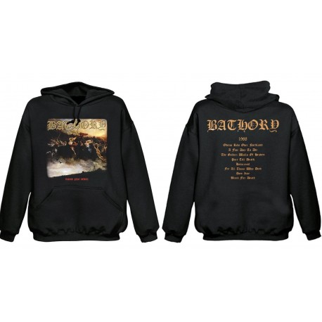 Bathory Blood Fire Death Official Black Hooded Sweatshirt Sweater Front &amp; Back Print Edition Quorthon Seth Legend of Black Metal