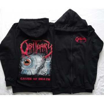 Obituary Cause of Death Zipper Hoodie Official Classic Florida Death Metal 