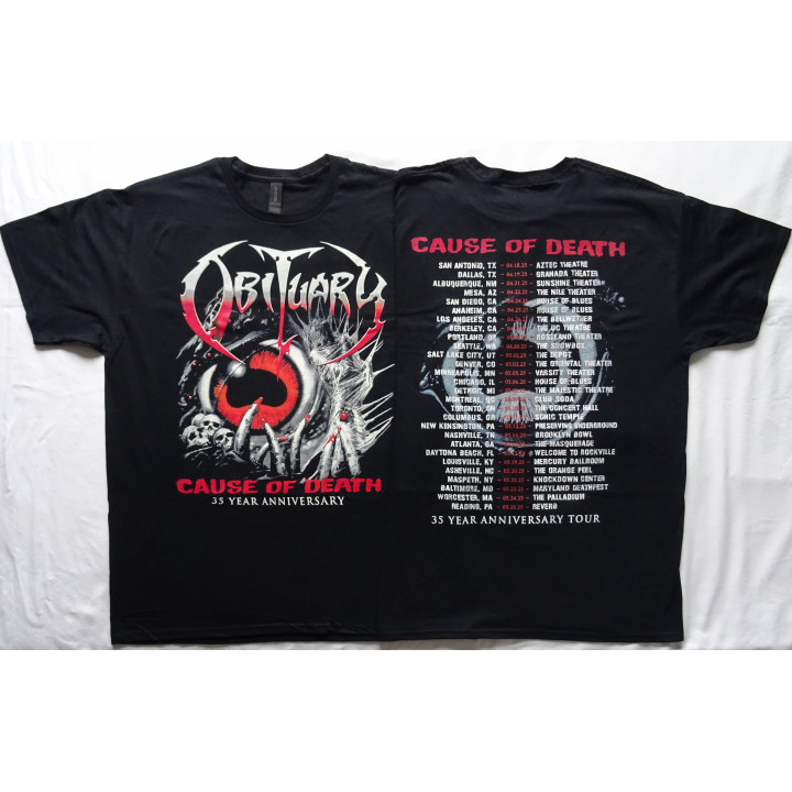 Obituary Free Shipping Cause Of Death 35 Year Anniversary Tour Cause Of Death 1990 - 2025 Original Merch Florida Death Metal