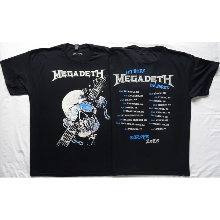 Megadeth Europe Tour 2026 Free Shipping Official T-Shirt Tour Dates Kostenloser Versand