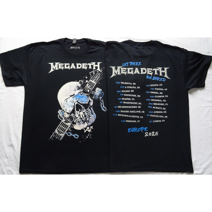 Megadeth Europe Tour 2026 Free Shipping Official T-Shirt Tour Dates Kostenloser Versand