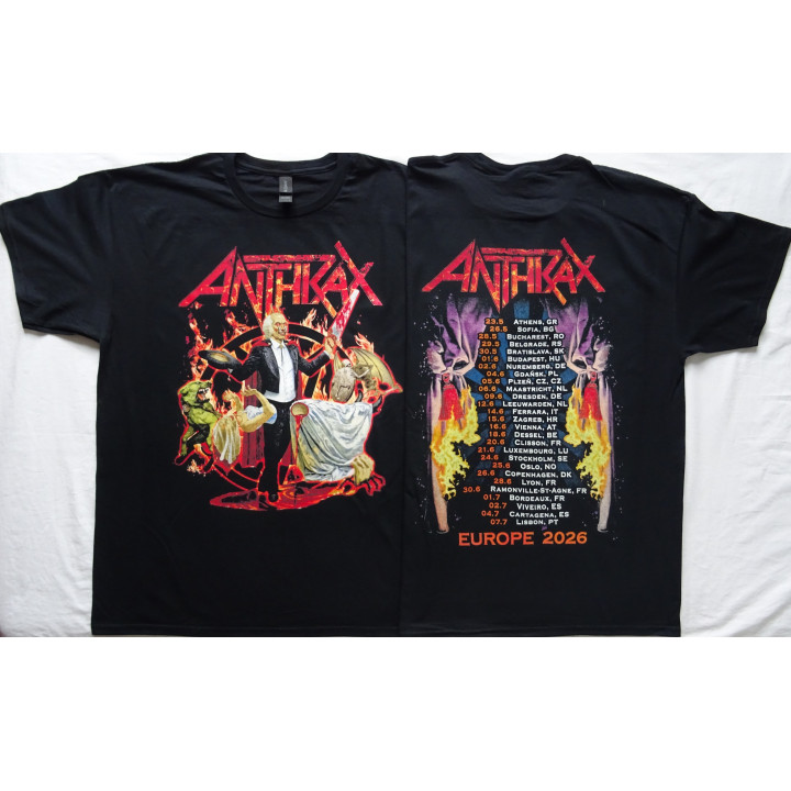 Anthrax Europe Tour 2026 Free Shipping Official T-Shirt Tour Dates Kostenloser Versand Cursum Perficio EU Tour Dateback Tee