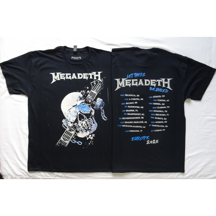 Megadeth Europe Tour 2026 Free Shipping Official T-Shirt Tour Dates Kostenloser Versand