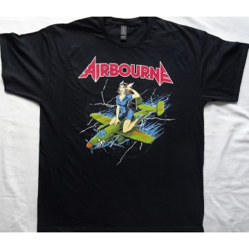 Airbourne Free Shipping Official T-Shirt Straddled Pin-Up Official T-Shirt