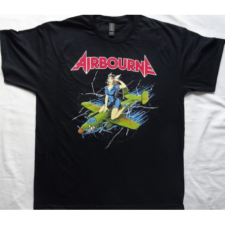 Airbourne Free Shipping Official T-Shirt Straddled Pin-Up Official T-Shirt