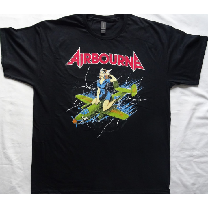 Airbourne Free Shipping Official T-Shirt Straddled Pin-Up Official T-Shirt