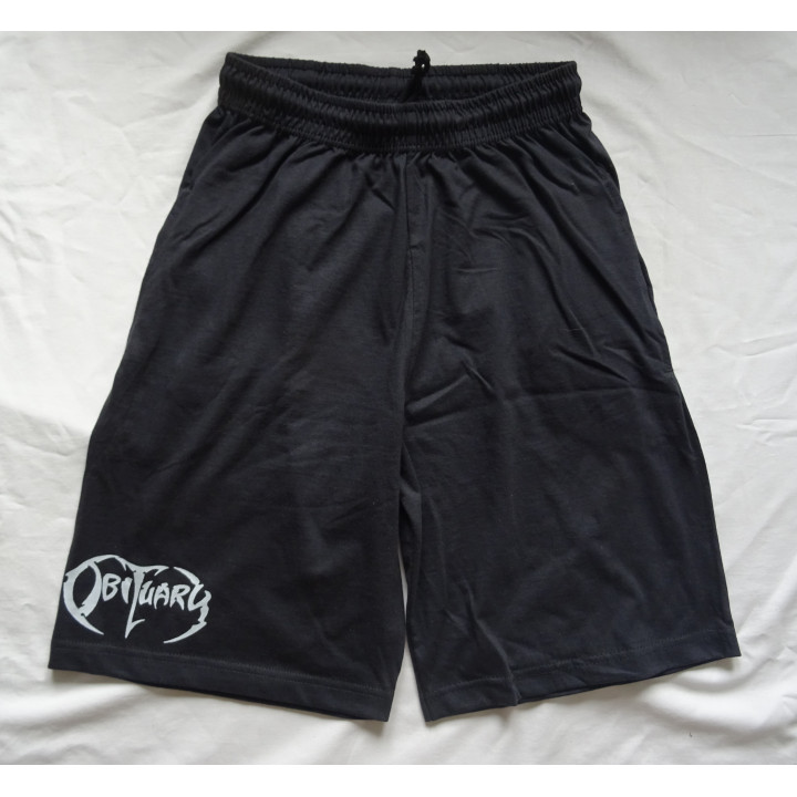 Obituary Black Shorts with White Obituary Logo Size S Imported from the U.S.A. Florida Death Metal