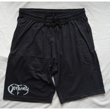 Obituary Black Shorts with White Obituary Logo Size L Imported from the U.S.A. Florida Death Metal