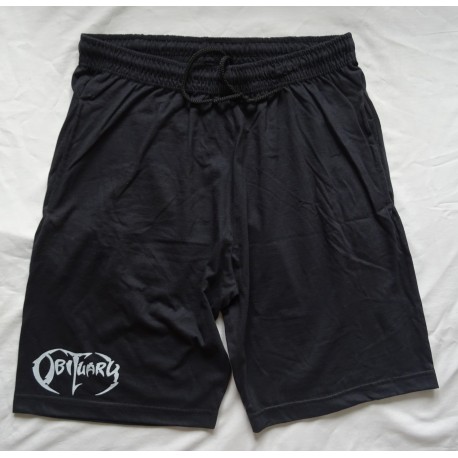 Obituary Black Shorts with White Obituary Logo Size L Imported from the U.S.A. Florida Death Metal