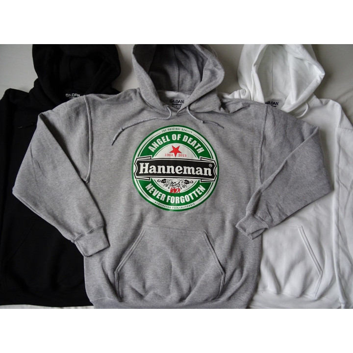 Slayer Angel of Death Jeff Hanneman 1964 - 2013 Never Forgotten Huntington Park California Grey Hoodie Gildan Men DryBlend™