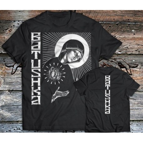 BATUSHKA HEART OF MARY LITOURGIYA  OFFICIAL BLACK T-SHIRT