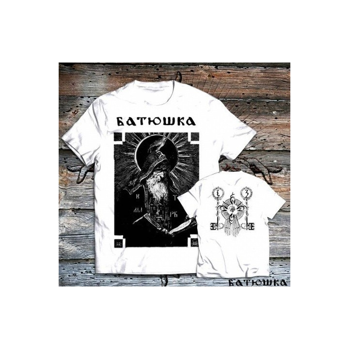 BATUSHKA LITOURGIYA SHEMA MONK WHITE OFFICIAL T-SHIRT