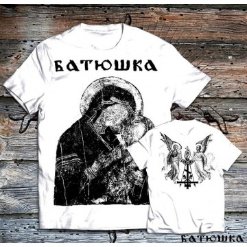 BATUSHKA LITOURGIYA MARY BLACK OFFICIAL WHITE T-SHIRT
