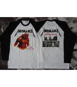 Metallica Jump In The Fire Kill 'Em All  Official Longsleeve T-Shirt White / Black Sleeve Classic Thrash Metal