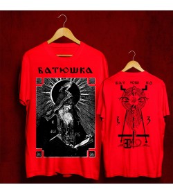 BATUSHKA LITOURGIYA SHEMA MONK OFFICIAL RED T-SHIRT