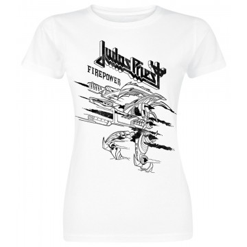 JUDAS PRIEST Firepower GIRLY WOMEN Drawing White Official T-Shirt