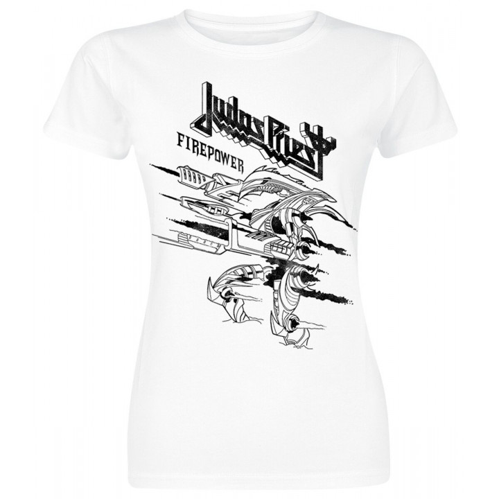 JUDAS PRIEST Firepower GIRLY WOMEN Drawing White Official T-Shirt