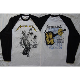 Metallica …And Justice for All Official Longsleeve T-Shirt White / Black Sleeve Classic Thrash Metal