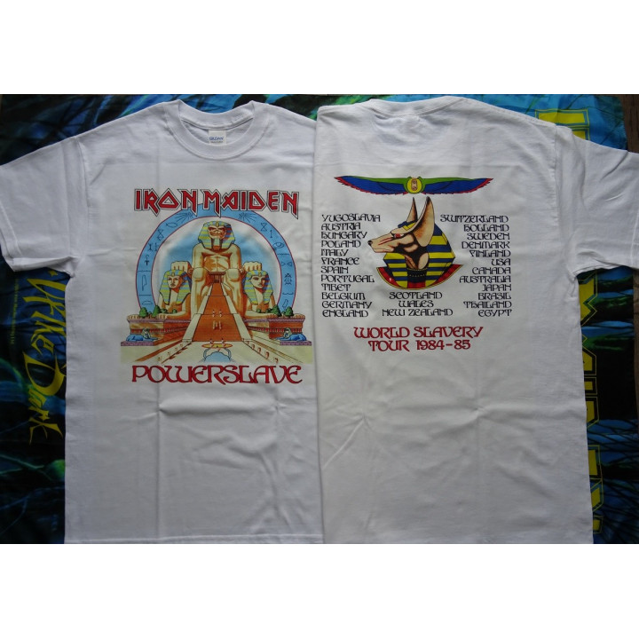 Iron Maiden Official T-Shirt Powerslave World Slavery Tour 1984-1985 Shirt Free Shipping Kostenloser Versand Spedizione Gratuita