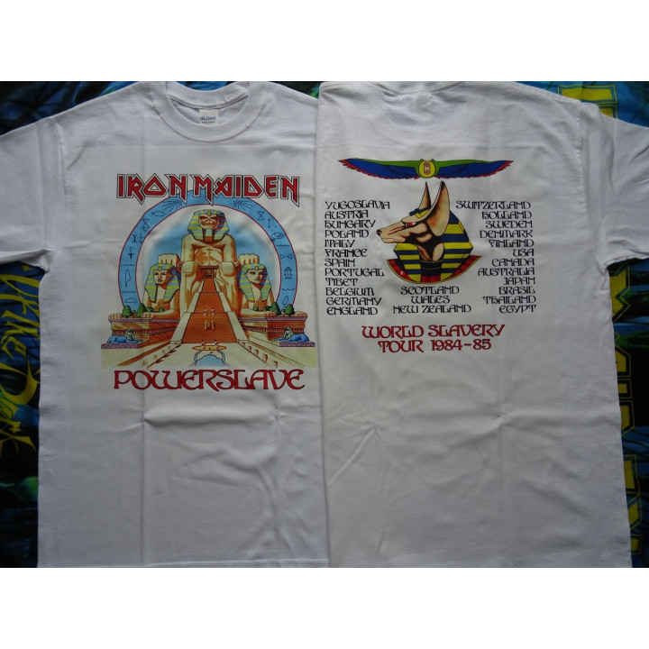 Iron Maiden Official T-Shirt Powerslave World Slavery Tour 1984-1985 Shirt Free Shipping Kostenloser Versand Spedizione Gratuita