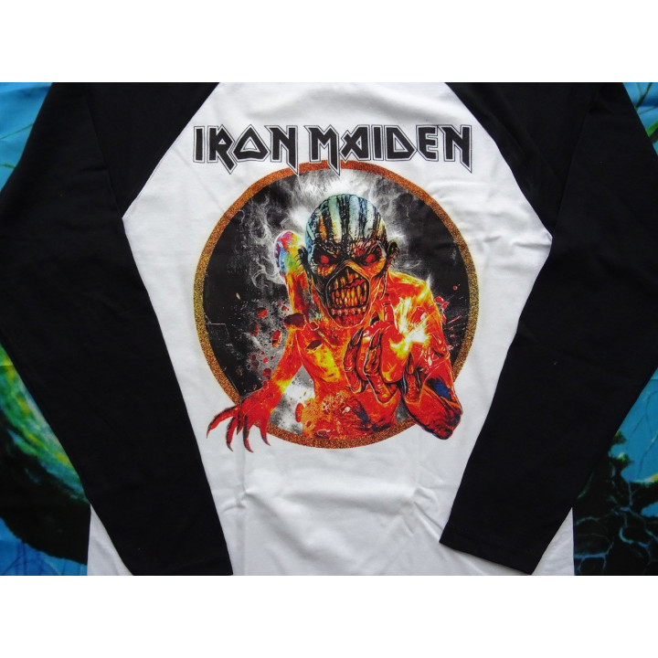 Iron Maiden The Book Of Souls Official Longsleeve T-Shirt White / Black Sleeve