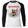 Iron Maiden The Trooper Official Longsleeve T-Shirt White / Black Sleeve