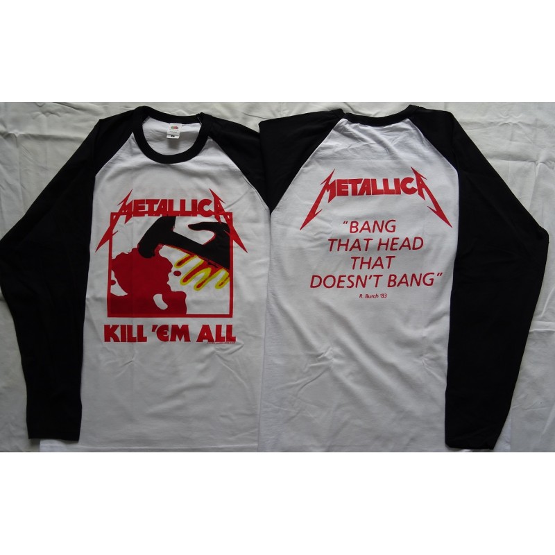 Metallica Kill 'Em All Official Longsleeve White/Black Sleeve Classic