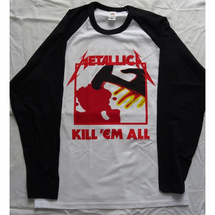 Metallica Kill 'Em All Official Longsleeve White/Black Sleeve Classic