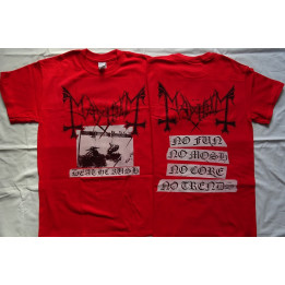 Mayhem Deathcrush No Fun ! No Mosh ! No Core ! No Trends ! T-Shirt Men's Red Official Ltd Official Merchandise