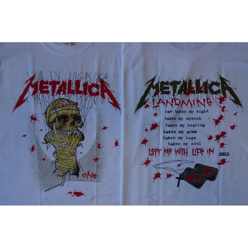 Krigsfanger prins Lyrical Metallica One Landmine Official Original T-Shirt Classic Thrash Metal