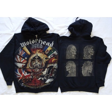 Motörhead 1916 Official Hoodie Zipper Offizieller Kapuzenpullover mit Reißverschluss + Free Patch Lemmy Born to Lose Live to Win