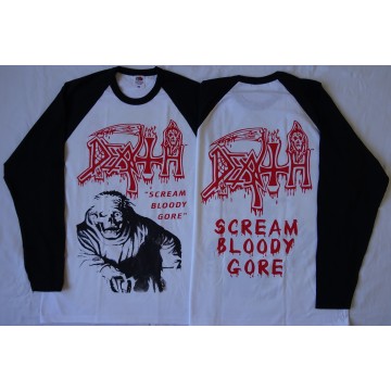 Death Scream Bloody Gore Official Longsleeve T-Shirt White / Black Sleeve Classic Death Metal Cult Legend Album 1987