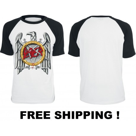 Slayer Eagle Baseball White Black T-Shirt Shipping