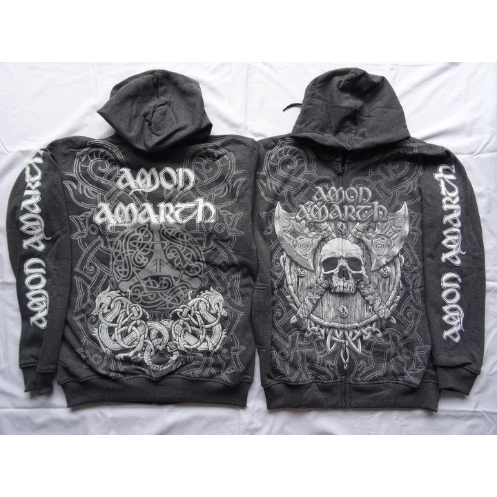Amon Amarth Thor Hammer Vikings  Zipper Hoodie All Print Official 
