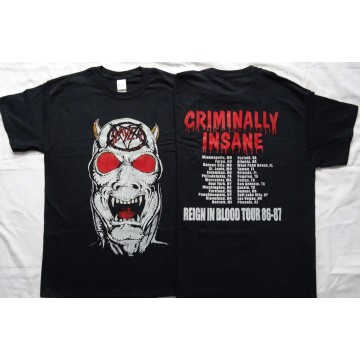 Slayer Criminally Insane Reign in Blood Tour 86-87 Thrash Metal New & All Size Official Offiziellen T-Shirt
