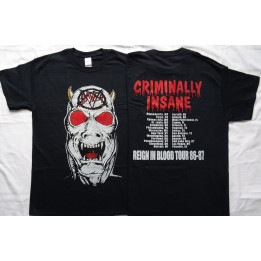 Slayer Criminally Insane Reign in Blood Tour 86-87 Thrash Metal New & All Size Official Offiziellen T-Shirt