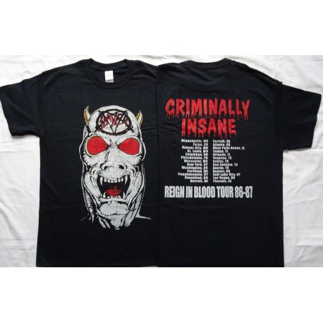 Slayer Criminally Insane Reign in Blood Tour 86-87 Official T-Shirt