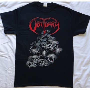 Obituary Pile of Skulls Chopped In Half Official T-Shirt Classic Old Death Metal