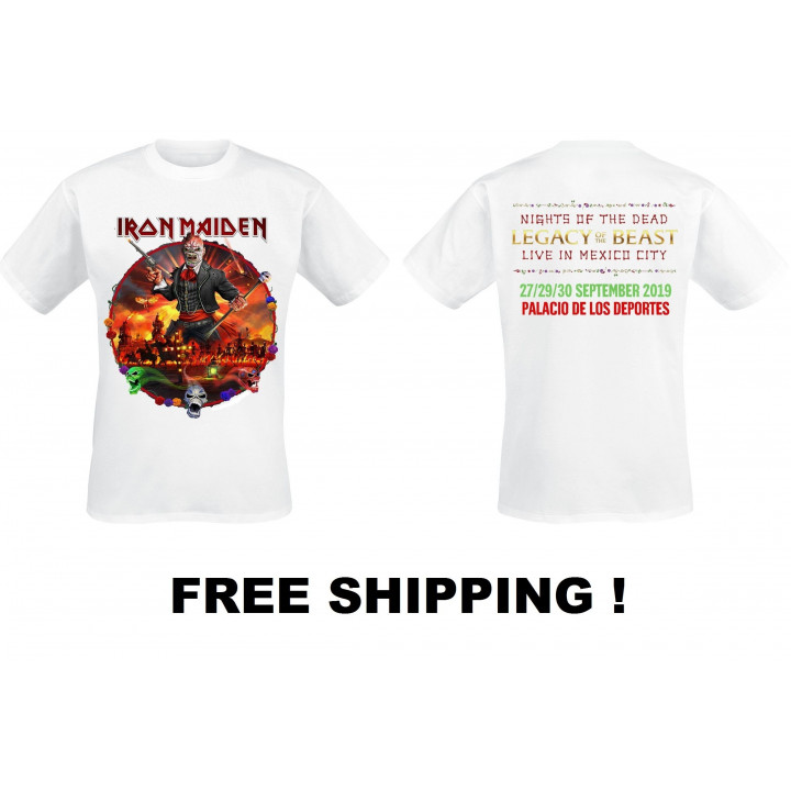 Iron Maiden Nights Of The Dead Legacy Of The Beast Live In Mexico Official T-Shirt Free Shipping !