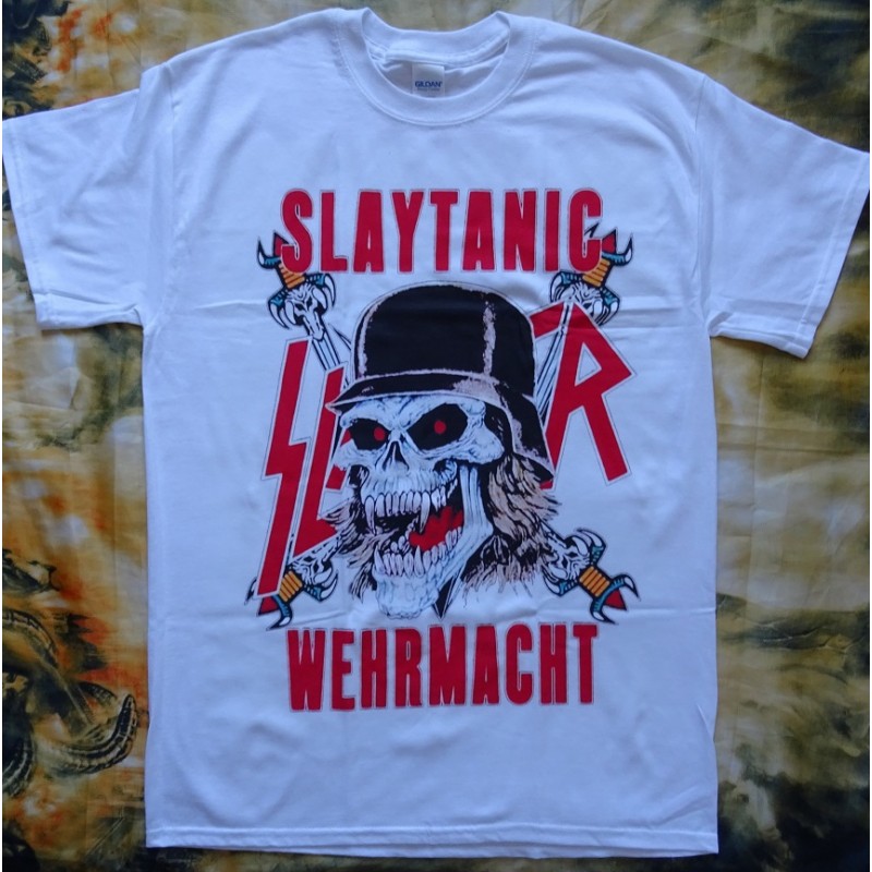 G Frem vest Slayer Slaytanic Wehrmacht Free Shipping Thrash Metal Band Retro 1988 White  New T-Shirt - heavymetalshop.com.pl