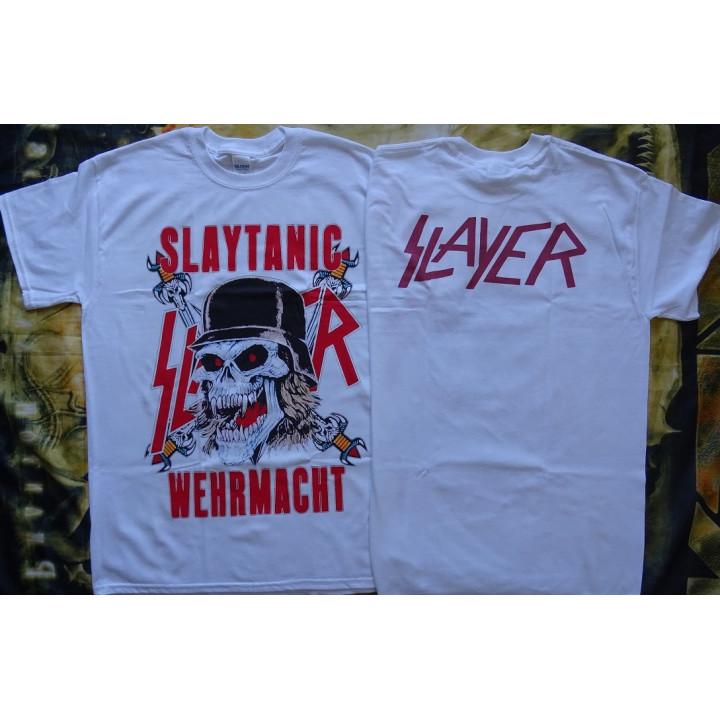 Slayer Slaytanic Wehrmacht Free Shipping Thrash Metal Band Retro 1988 White New T-Shirt Front & Back