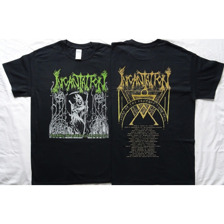 Incantation Reaping The Souls Of Blasphemy Official T-Shirt Siege of The Profane Europe Tour 2019 Death Fucking Metal