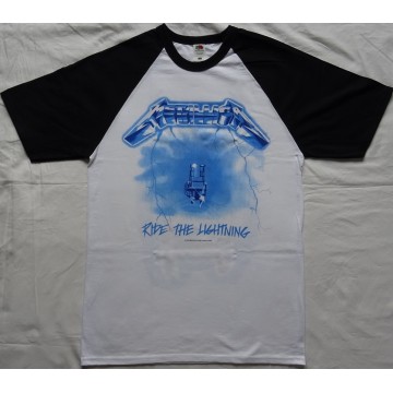 Metallica Ride the Lightning Free Shipping Official Original Baseball T-Shirt Classic Thrash Metal REAL PHOTO (NO PHOTO SHOP)