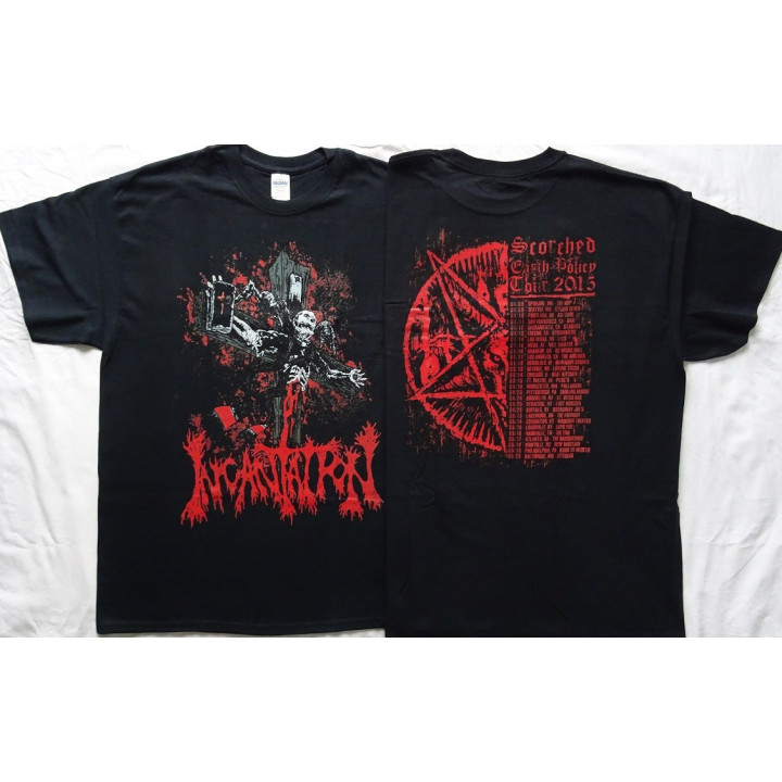Incantation Dirges Of Elysium Tour Emaciated Holy Figure Scorched Earth Policy Us Tour 2015 Official T-Shirt Death Fucking Metal