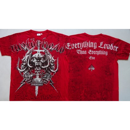 Motörhead Since 1975 Live To Win Totum Dependeat Everything Louder Than Everything Else Official Red All Print T-Shirt Lemmy