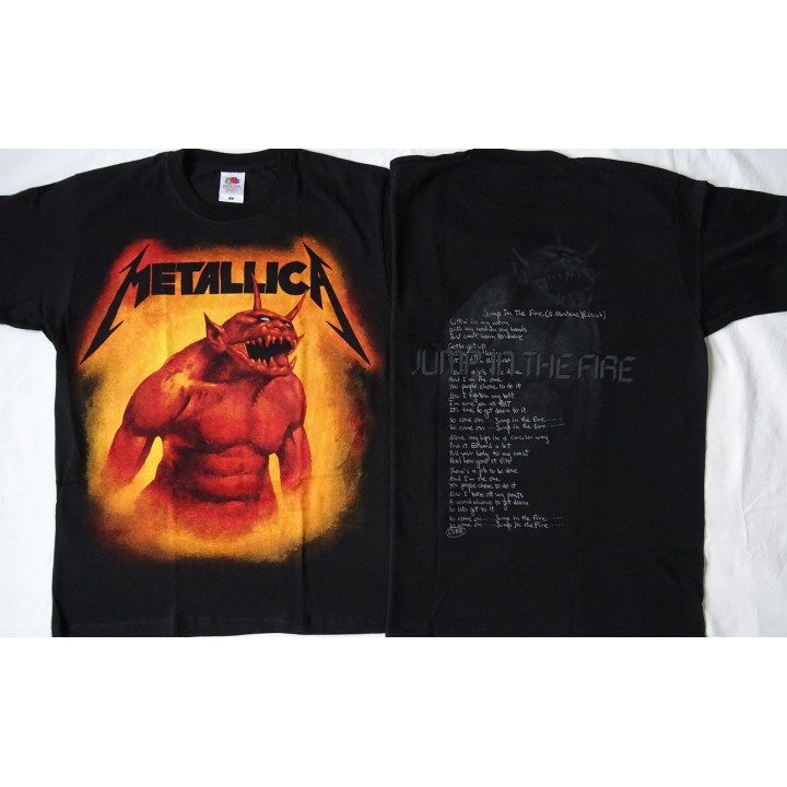 Metallica Jump in the Fire Lyrics Official Original Vintage Black T-Shirt Classic Thrash Metal