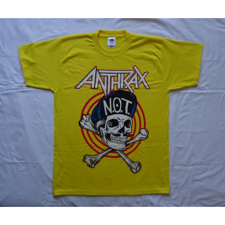 Anthrax Not Man N.O.T. Official Original Yellow T-Shirt Thrash Metal