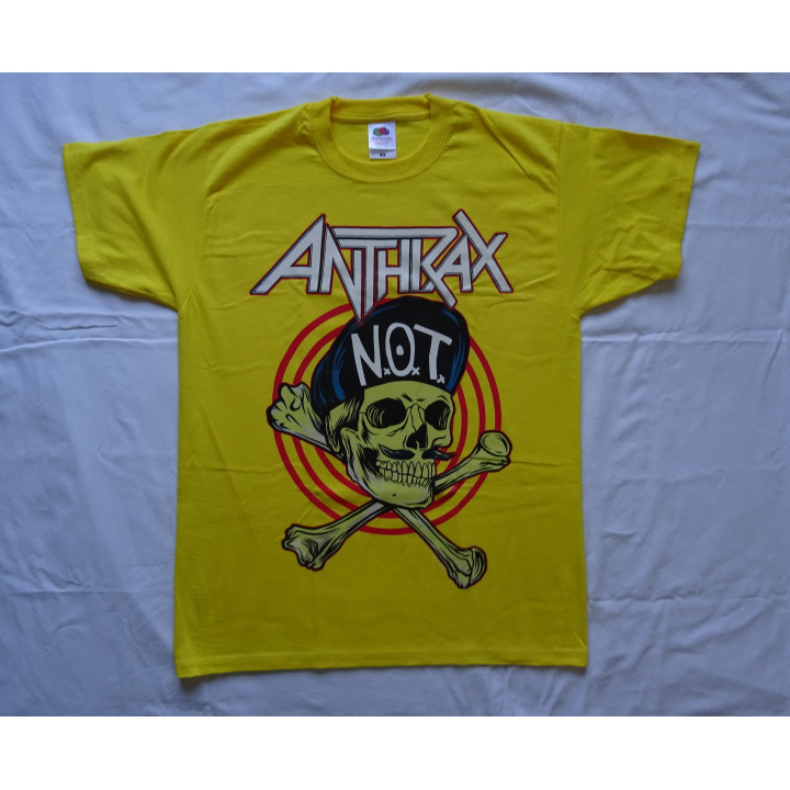 Anthrax Not Man N.O.T. State of Euphoria Official Original Yellow T-Shirt Thrash Metal The Big Four